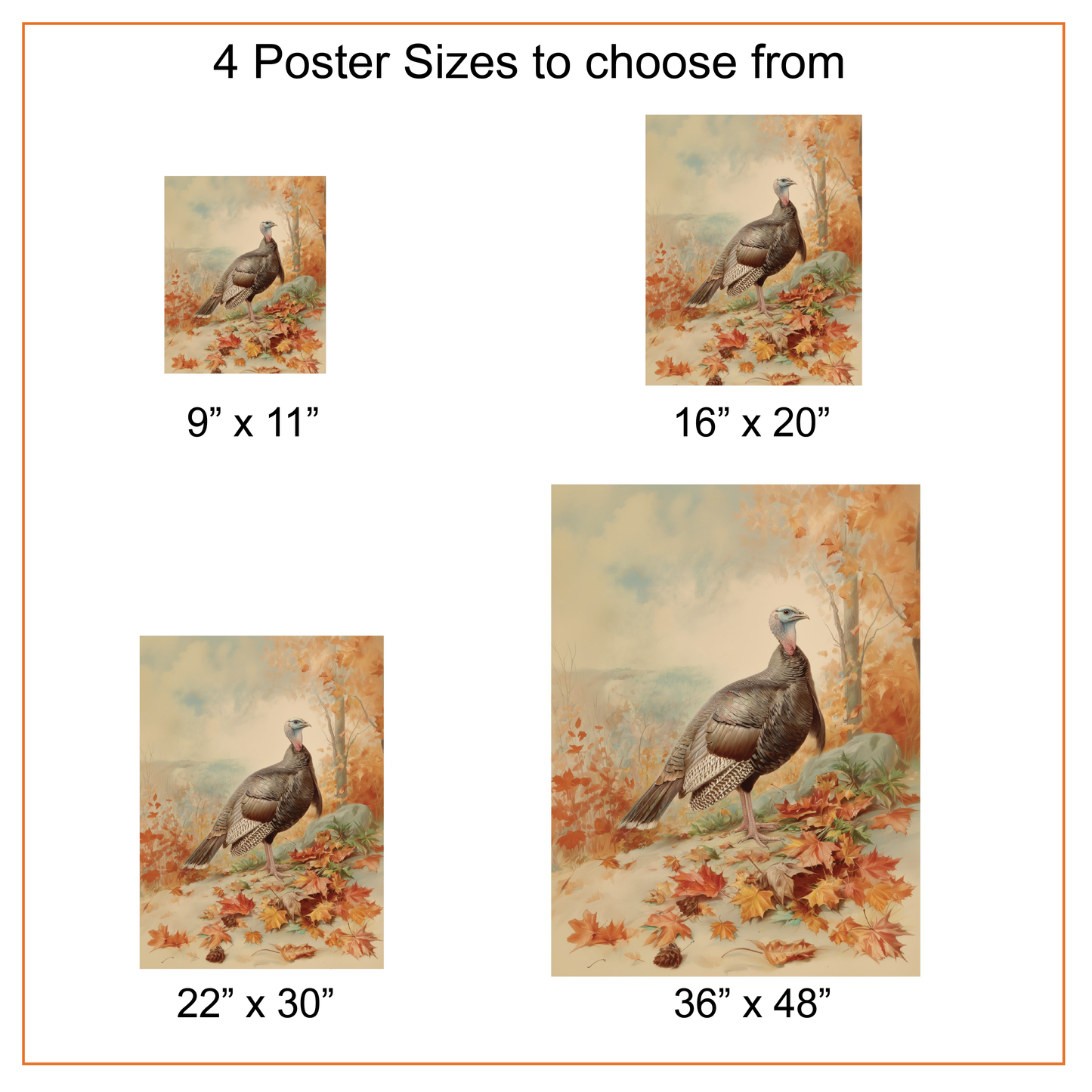 Autumn Wild Turkey Canvas or Poster Print, Thanksgiving Wall Decoration, Oil Painting Style Print, Nature Wall Art, Fall Wildlife Decor