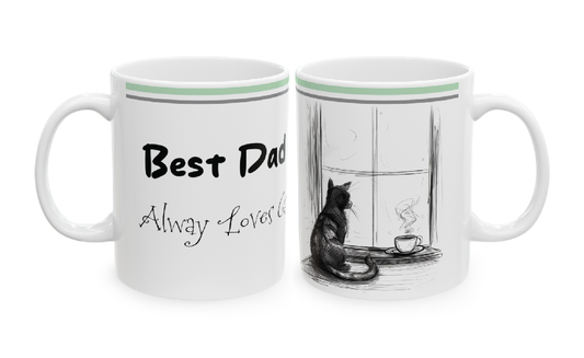 Father's Day Mug, Father Coffee Mug, Dad Loves Cat Mug, Dad Tea Cup, Father's Day Gift, Gift for him, Dad Birthday Gift