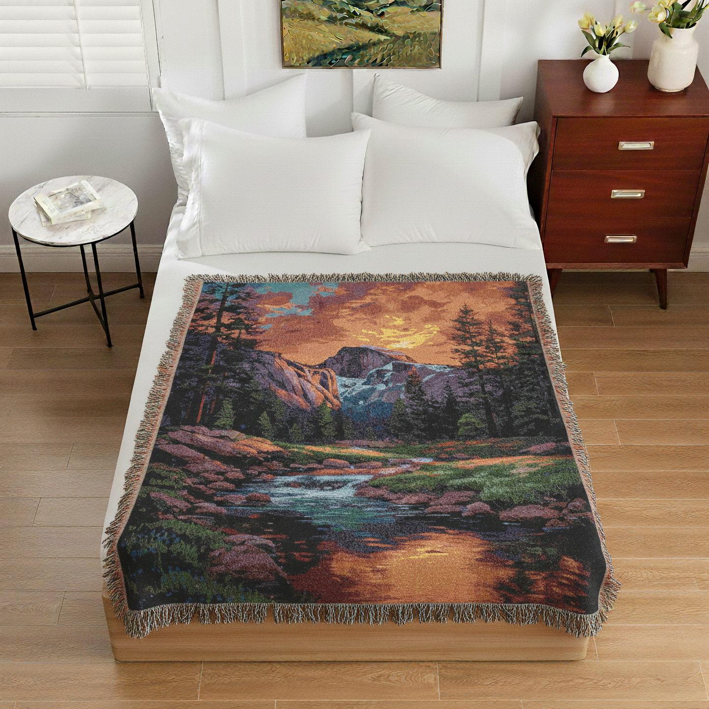 Iconic Yosemite Half Dome Woven Blanket Throw, Majestic National Park Art Tapestry, Cozy Nature Lover Gift & Home Decor, Sofa Bed Cover