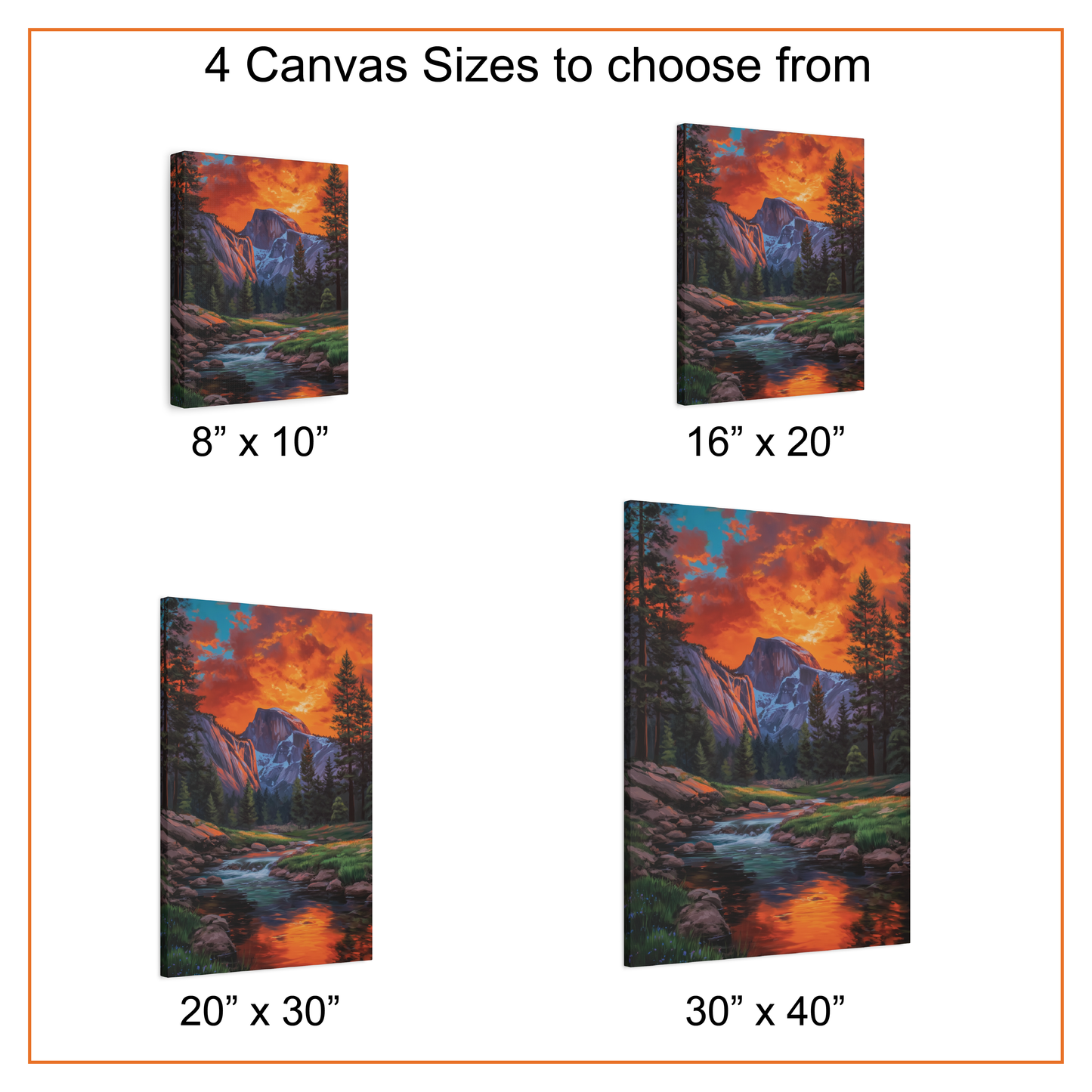Yosemite Half Dome Canvas or Poster Print, Sunset Landscape Wall Art, Forest River Canvas, Mountain Home Decor, Gift for Hiker