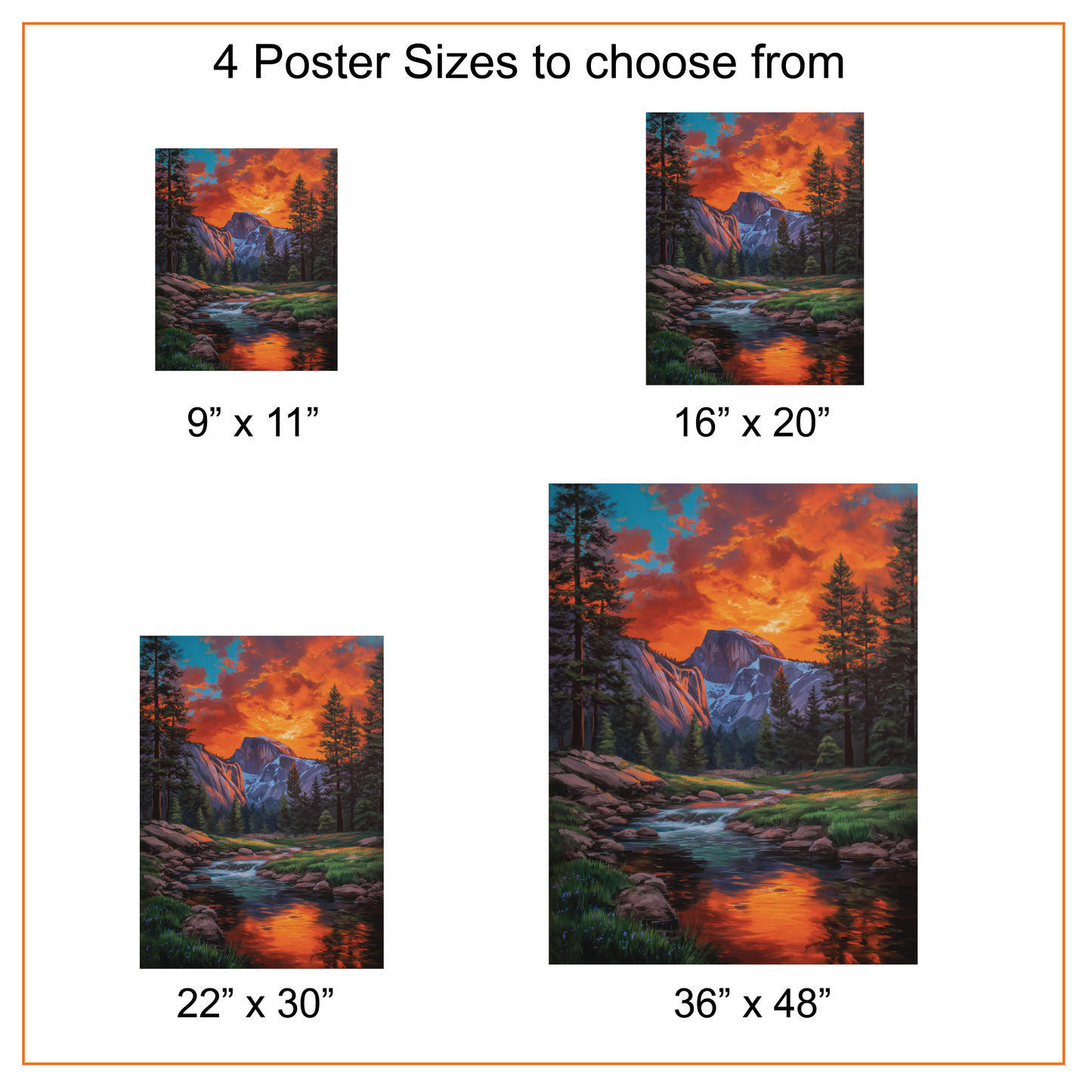 Yosemite Half Dome Canvas or Poster Print, Sunset Landscape Wall Art, Forest River Canvas, Mountain Home Decor, Gift for Hiker