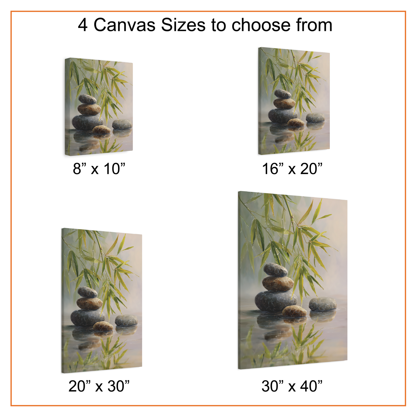 Zen Bamboo and Stones Canvas or Poster Print, Spa Bathroom Decor, Tranquil Nature Wall Art, Minimalist Asian-Inspired Poster
