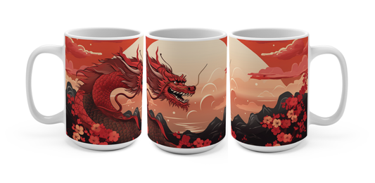 Chinese New Year Mug, 2024 Chinese Dragon Coffee Mug, Lunar New Year Cup, 2024 CNY Gift, Red Dragon Mug, Year of The Dragon
