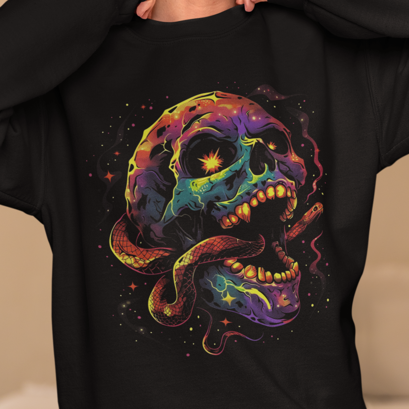 Skull Snake Sweatshirt, Halloween Snake Sweatshirt, Halloween Skull Sweater, Scary Skull Sweater, Spooky Skull Sweater, Halloween Skeleton