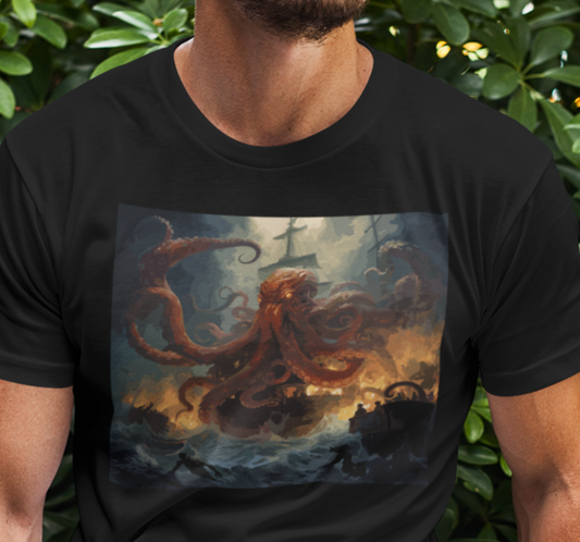 Kraken T-Shirt, Octopus Shirt, Sea Monster Shirt, Giant Squid Shirt, Octopus Lover Shirt, Sea Monster Attack Shirt, Fantasy Creature Shirt