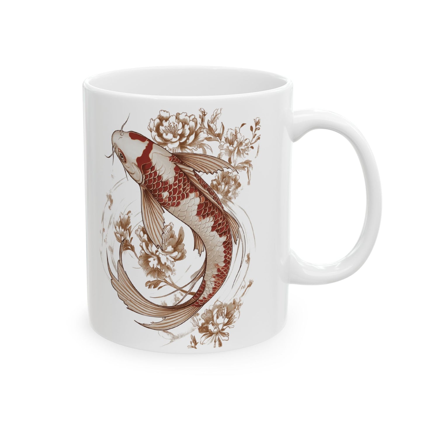 Koi Fish Mug, Aquarium Coffee Mug, Fish Tank Tea Cup, Fish Lover Mug, Pond Fish Mug, Koi Fish Drawing Mug, Aquatic Life Mug, Fish Decor Mug