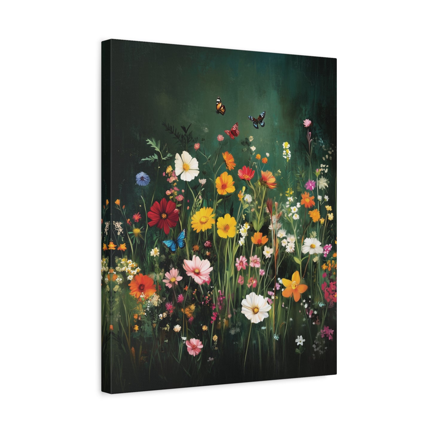 Floral Butterfly Meadow Canvas Wall Art, Nature-Inspired Home Decor, Gift for Nature Lovers, Botanical Wall Art, Office Wall Decor