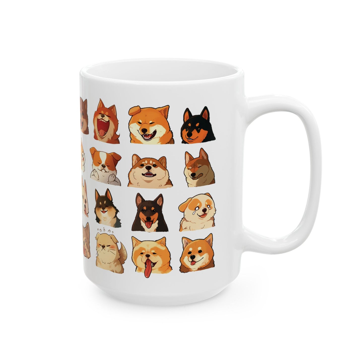 Dog Mug, Dog Emoji Mug, Artistic Dog Mug, Funny Dog Mug, Dog Expression Mug, Dog Tea Cup, Dog Coffee Mug, Gift for Dog Owner