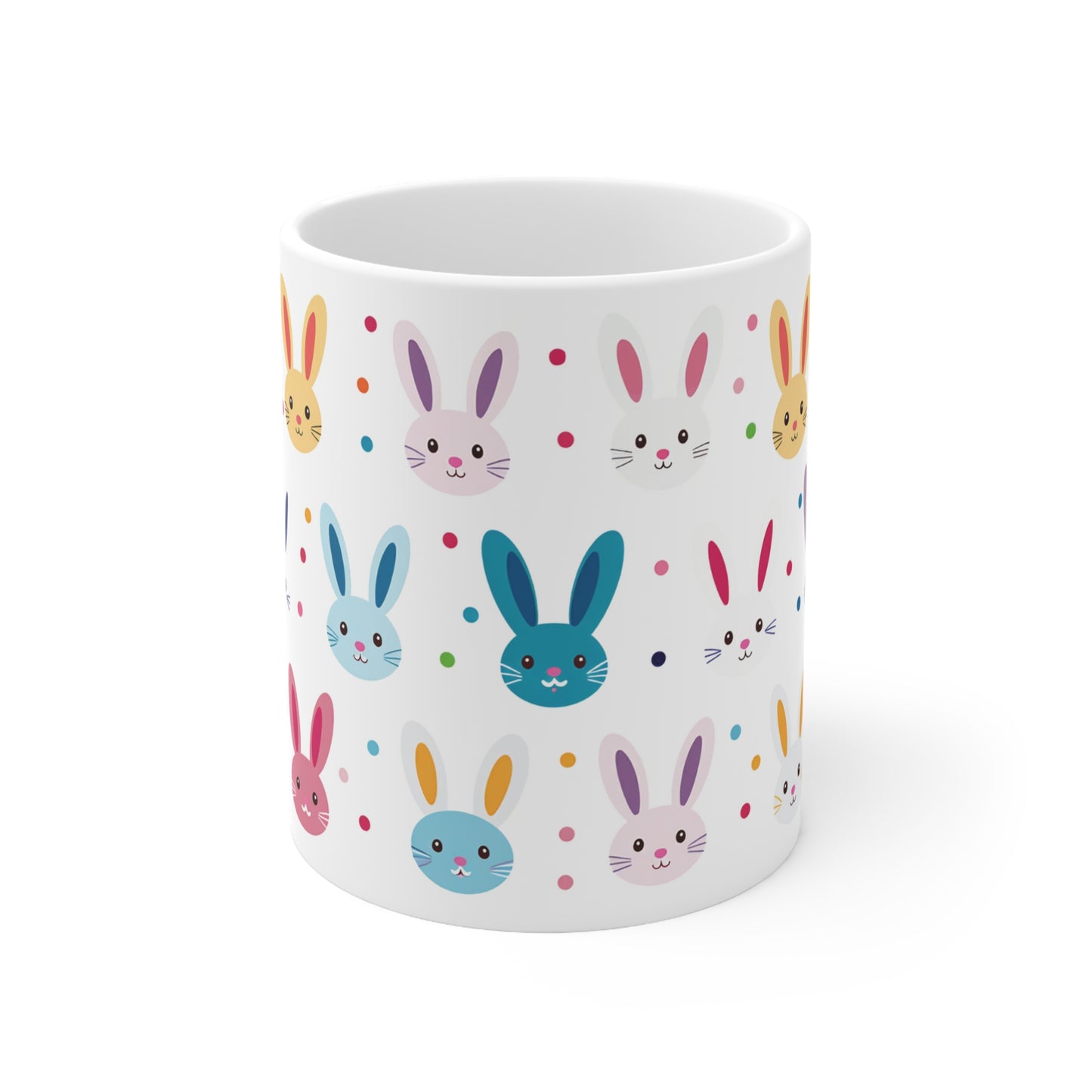 Easter Coffee Mug, Easter Bunny Tea Mug, Bunny Rabbit Mug, Colorful Mug, Bunny Pattern Cup, Easter Gift Idea, Ceramic Easter Mug