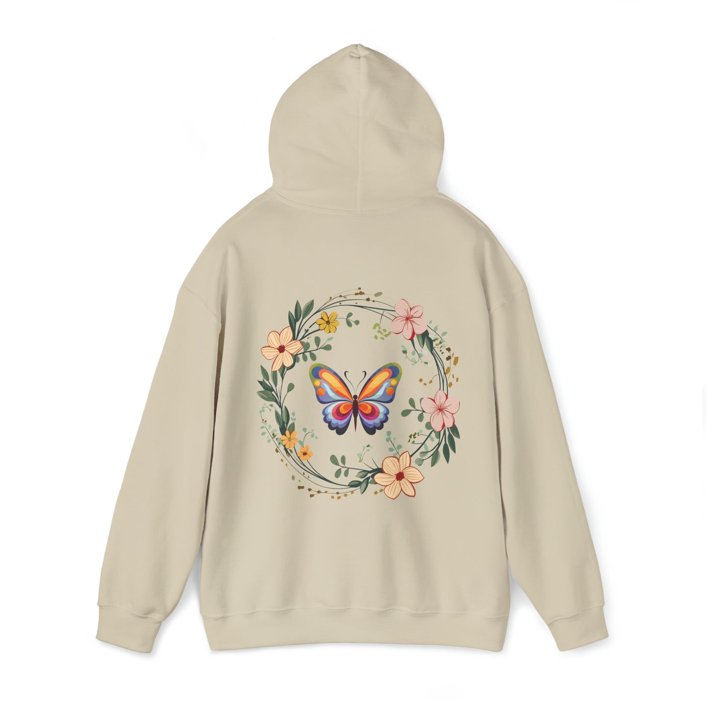 Flower Wreath Hoodie, Butterfly Hoodie, Winter Hoodie, Spring Hoodie, Spring Wreath Hoodie, Spring Leaf Hoodie, Butterfly Wreath Hoodie