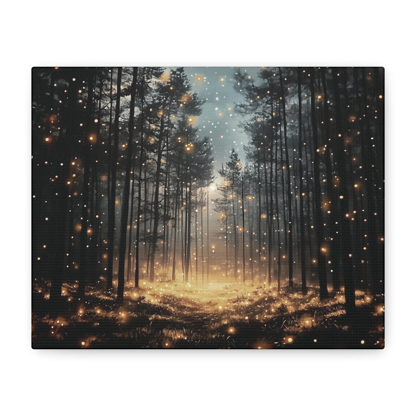 Forest Firefly Canvas Wall Art, Nature Scene, Ethereal Glow, Serene Atmosphere, Mystical Decor, Tranquil Landscape, Enchanting Lights