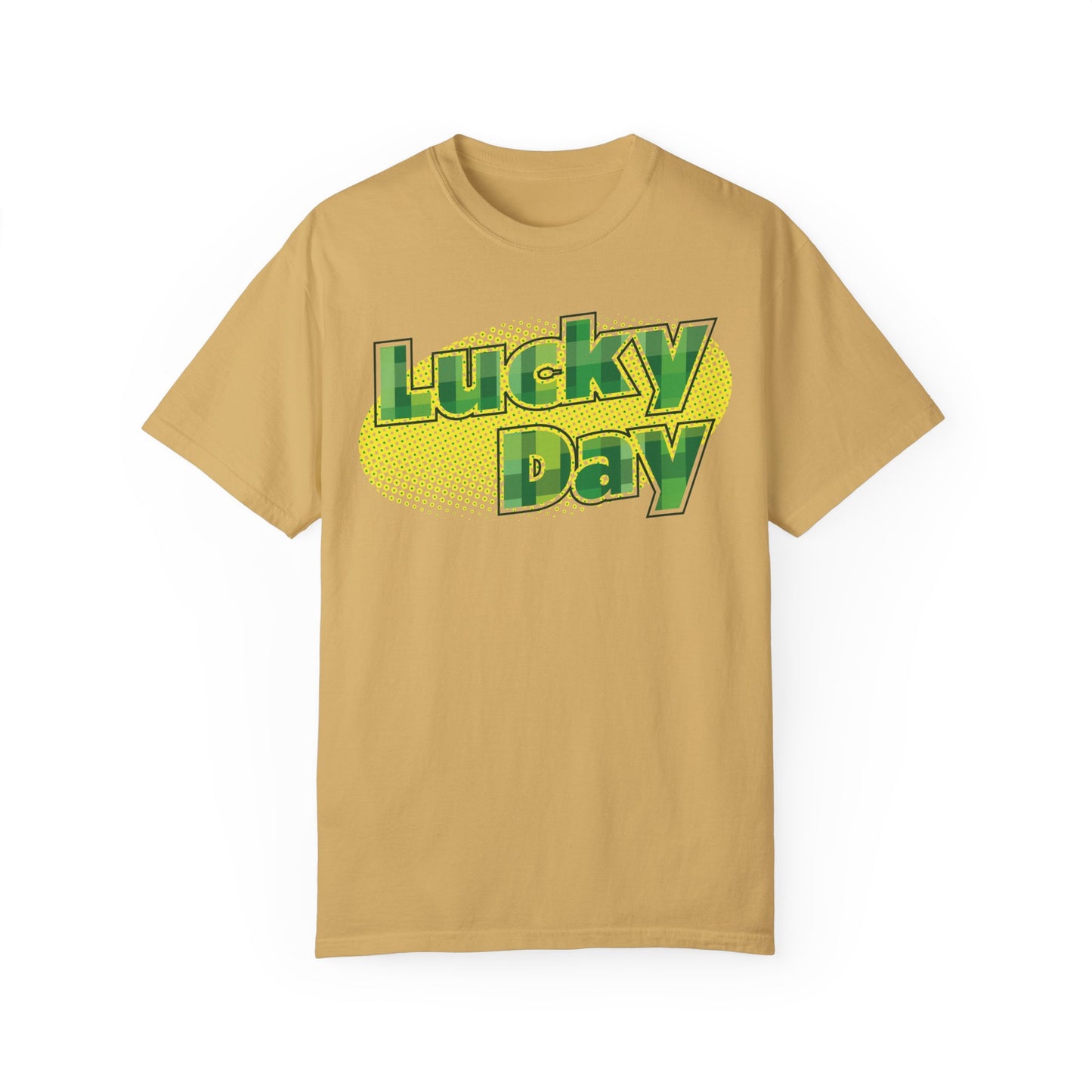 Comfort Colors Lucky Day St Patrick's Day T-shirt, Festive Green Tee for Parades, Parties, Irish Pride, Retro Halftone Design