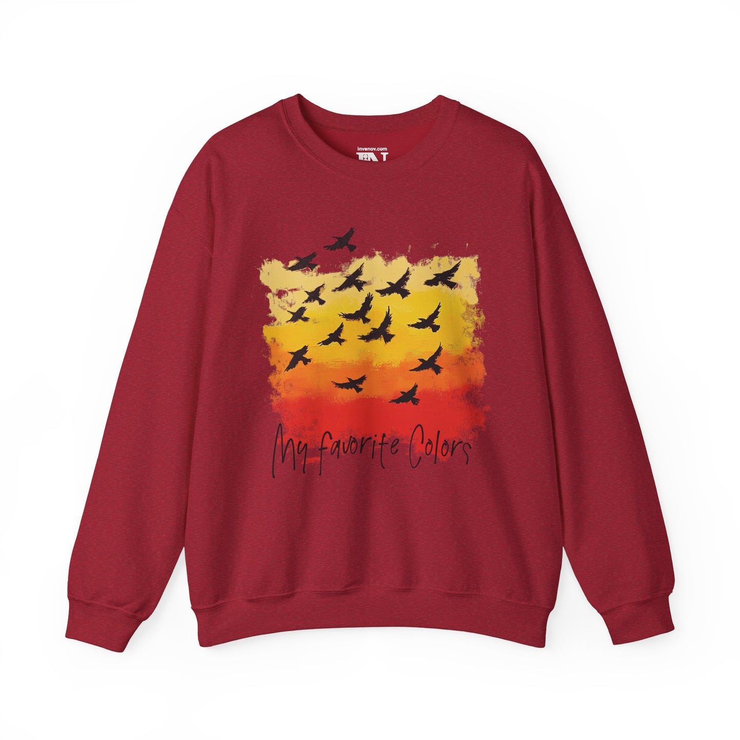 Sunset Bird Sweatshirt, Fall Colors Sweater, Abstract Style Red Orange Yellow Painting Sweatshirt, Autumn Sweatshirt, Fall Crewneck