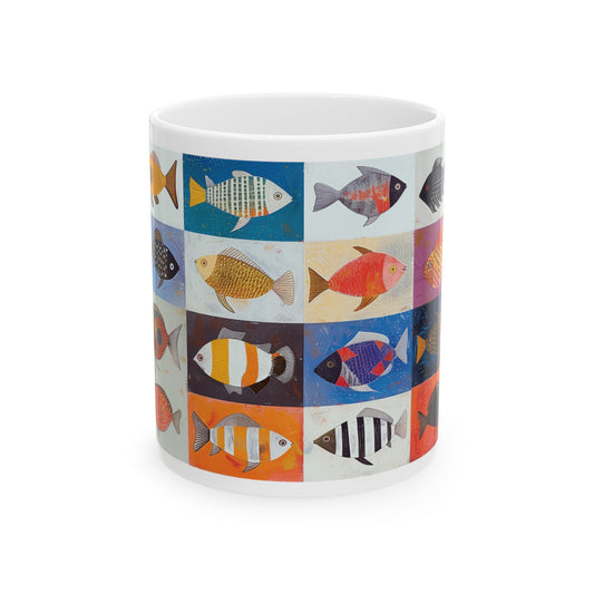Cute Fish Mug, Aquarium Mug, Home Decor Mug, Tea Cup, Fish Drawing Mug, Coffee Mug, Colorful Fish Mug, House Warming Gift, Fish Tank Mug
