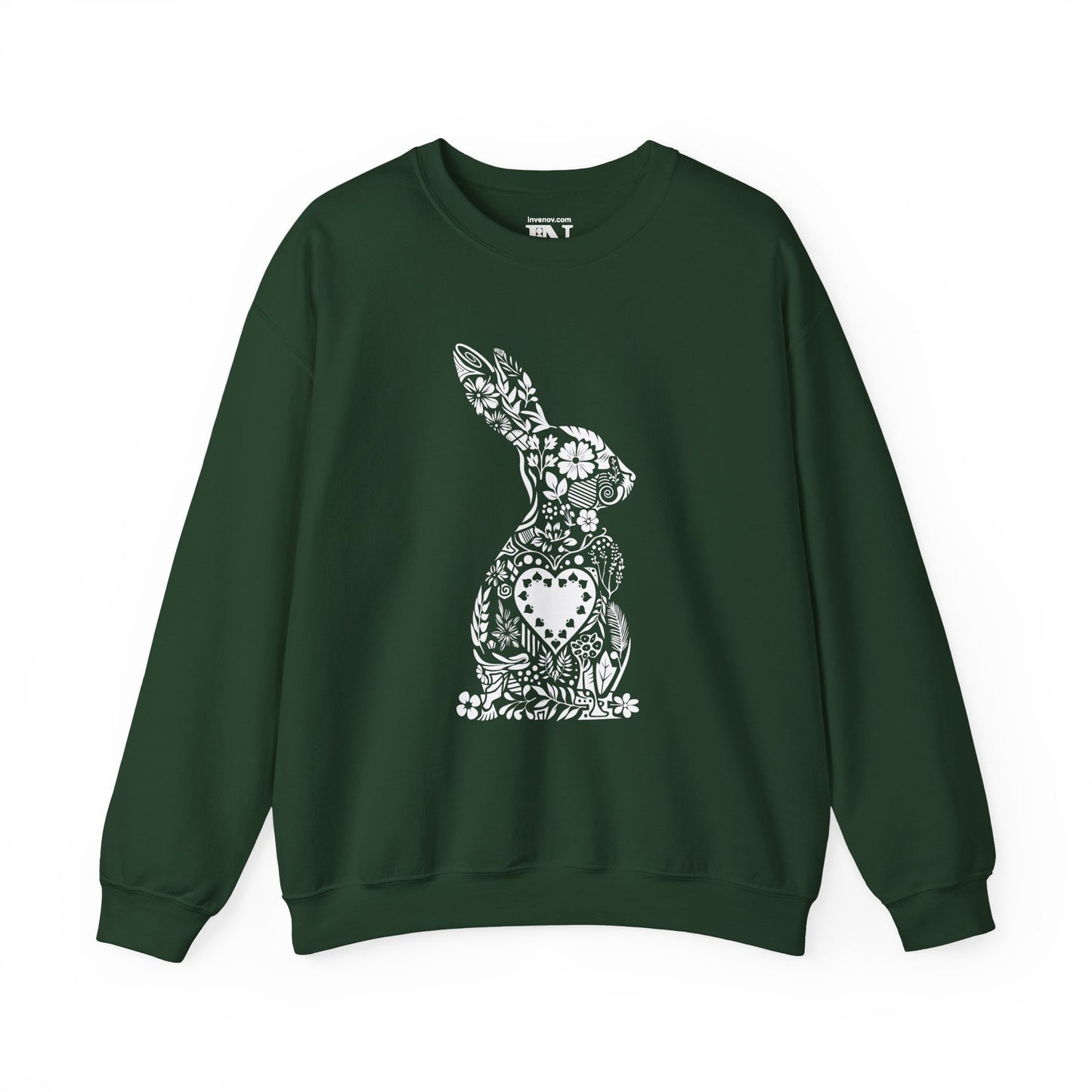 Bunny Silhouette Sweatshirt, Floral Nature Print Jumper, Easter Bunny Egg Hunt Sweater, Whimsical Botanical Pullover, Spring Fashion Sweater