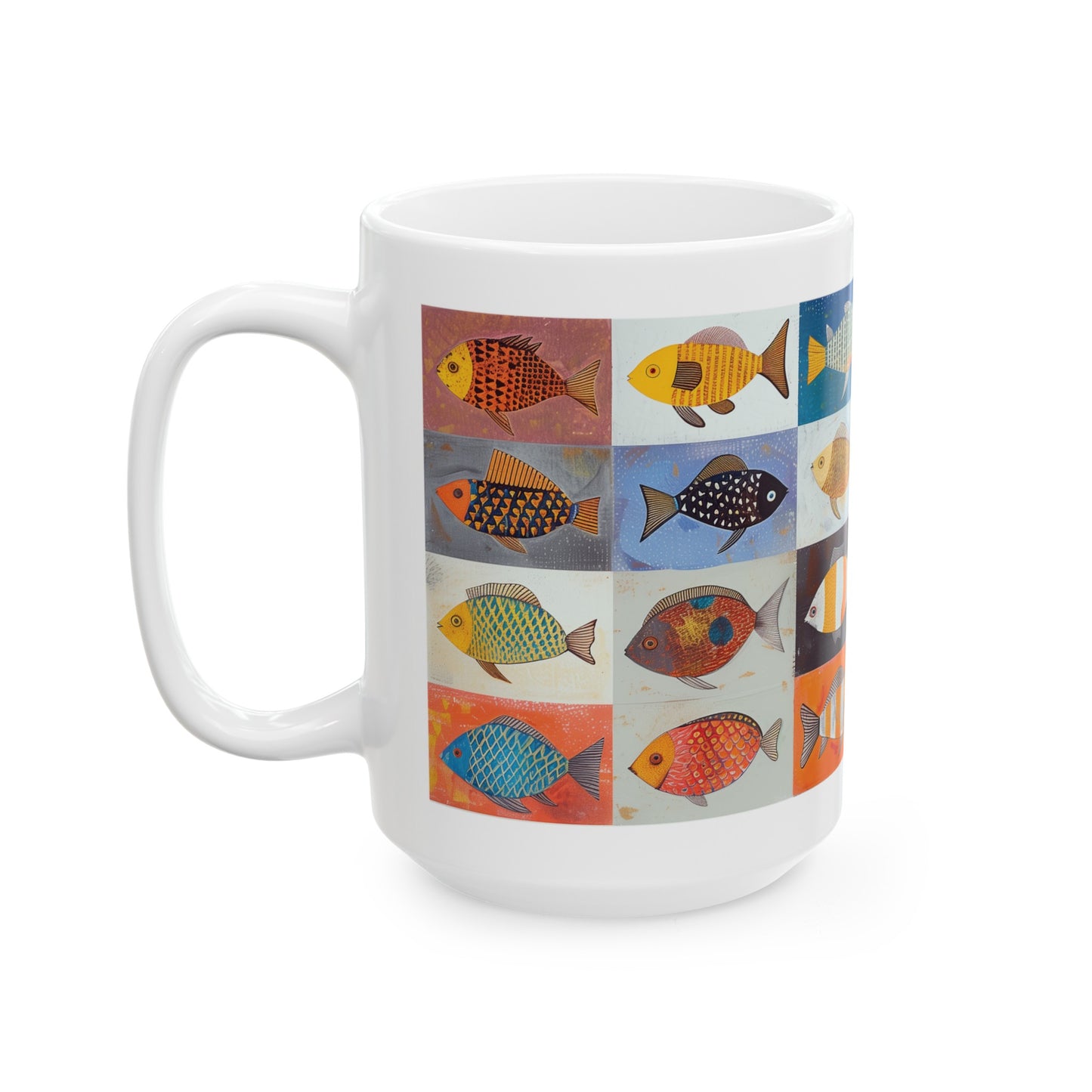 Cute Fish Mug, Aquarium Mug, Home Decor Mug, Tea Cup, Fish Drawing Mug, Coffee Mug, Colorful Fish Mug, House Warming Gift, Fish Tank Mug