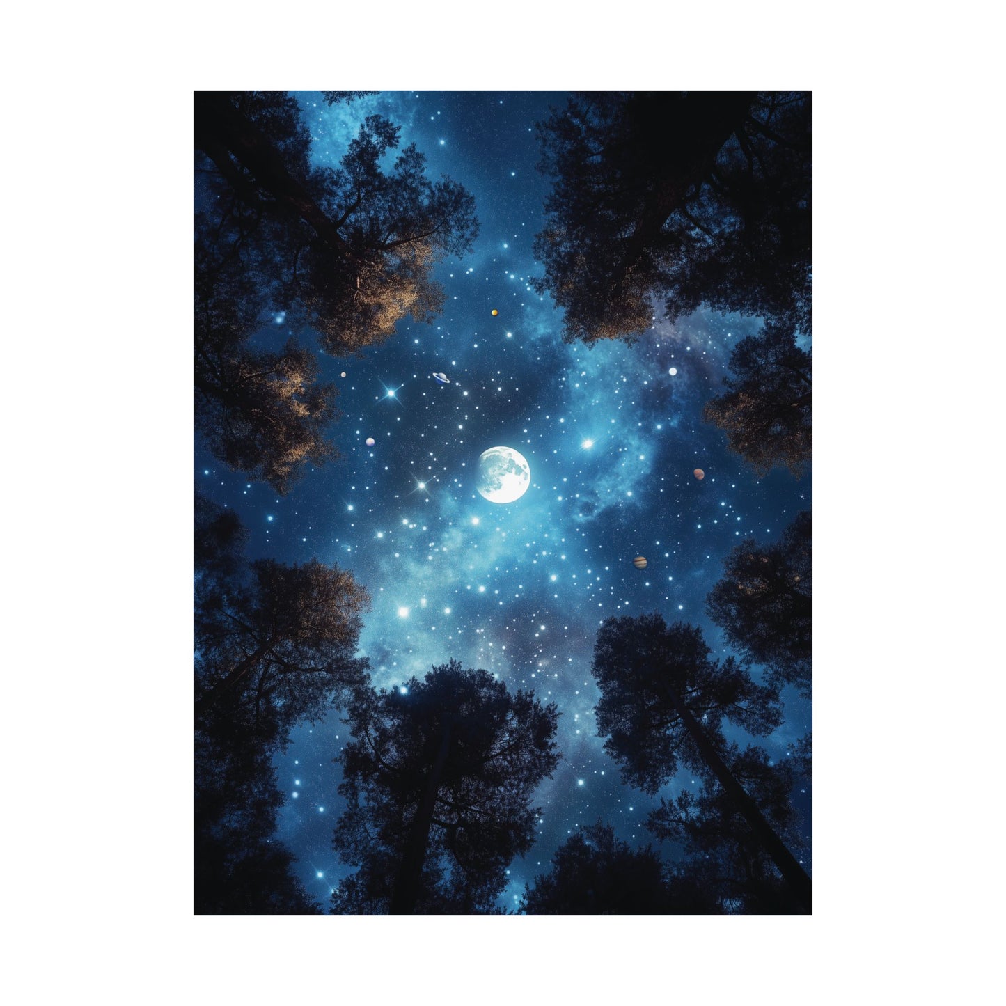 Starry Night Sky Poster, Astronomy Solar System Planet Wall Art, Celestial Home Office Decor, Galaxy Space Print, Nature Inspired Artwork