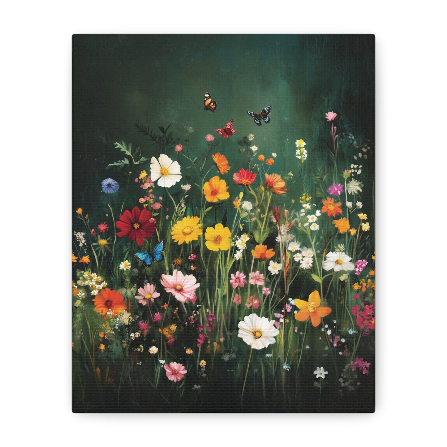 Floral Butterfly Meadow Canvas Wall Art, Nature-Inspired Home Decor, Gift for Nature Lovers, Botanical Wall Art, Office Wall Decor