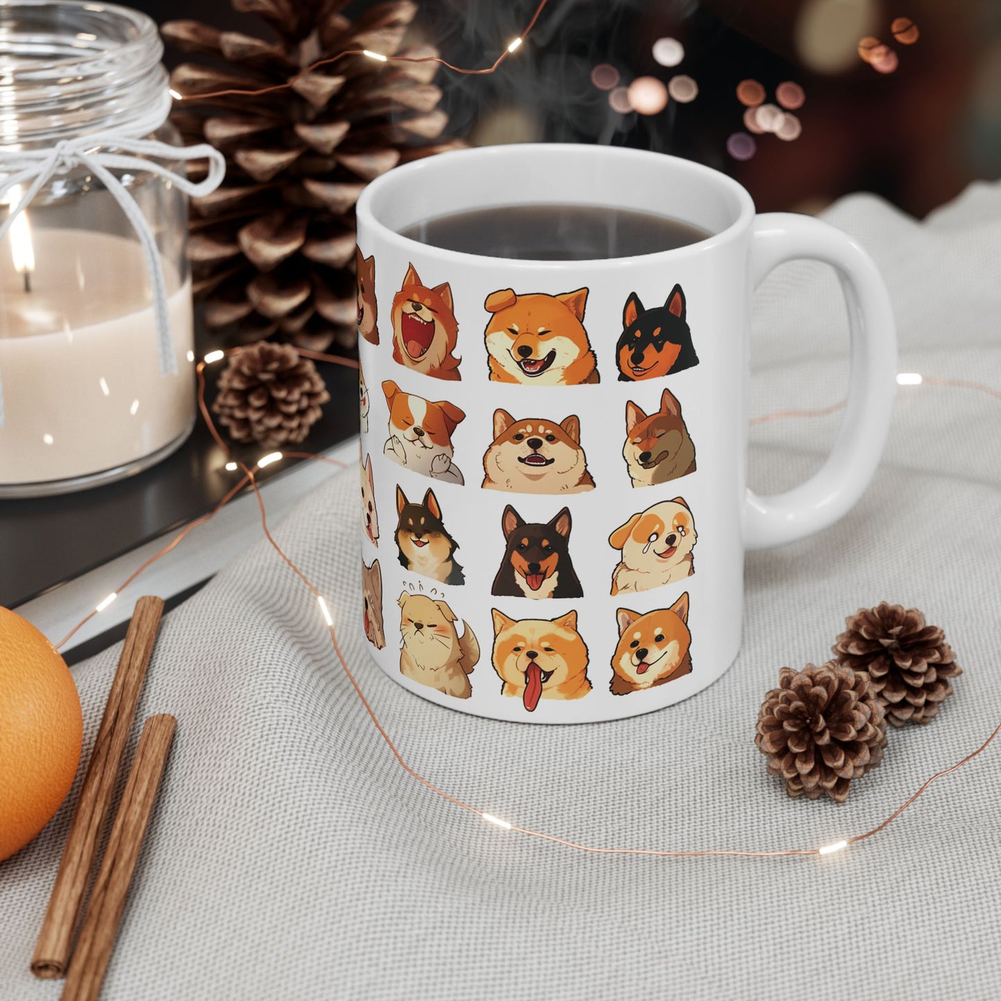 Dog Mug, Dog Emoji Mug, Artistic Dog Mug, Funny Dog Mug, Dog Expression Mug, Dog Tea Cup, Dog Coffee Mug, Gift for Dog Owner