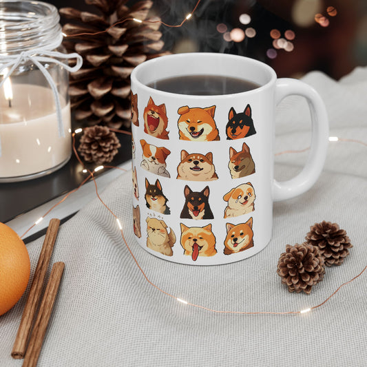 Dog Mug, Dog Emoji Mug, Artistic Dog Mug, Funny Dog Mug, Dog Expression Mug, Dog Tea Cup, Dog Coffee Mug, Gift for Dog Owner