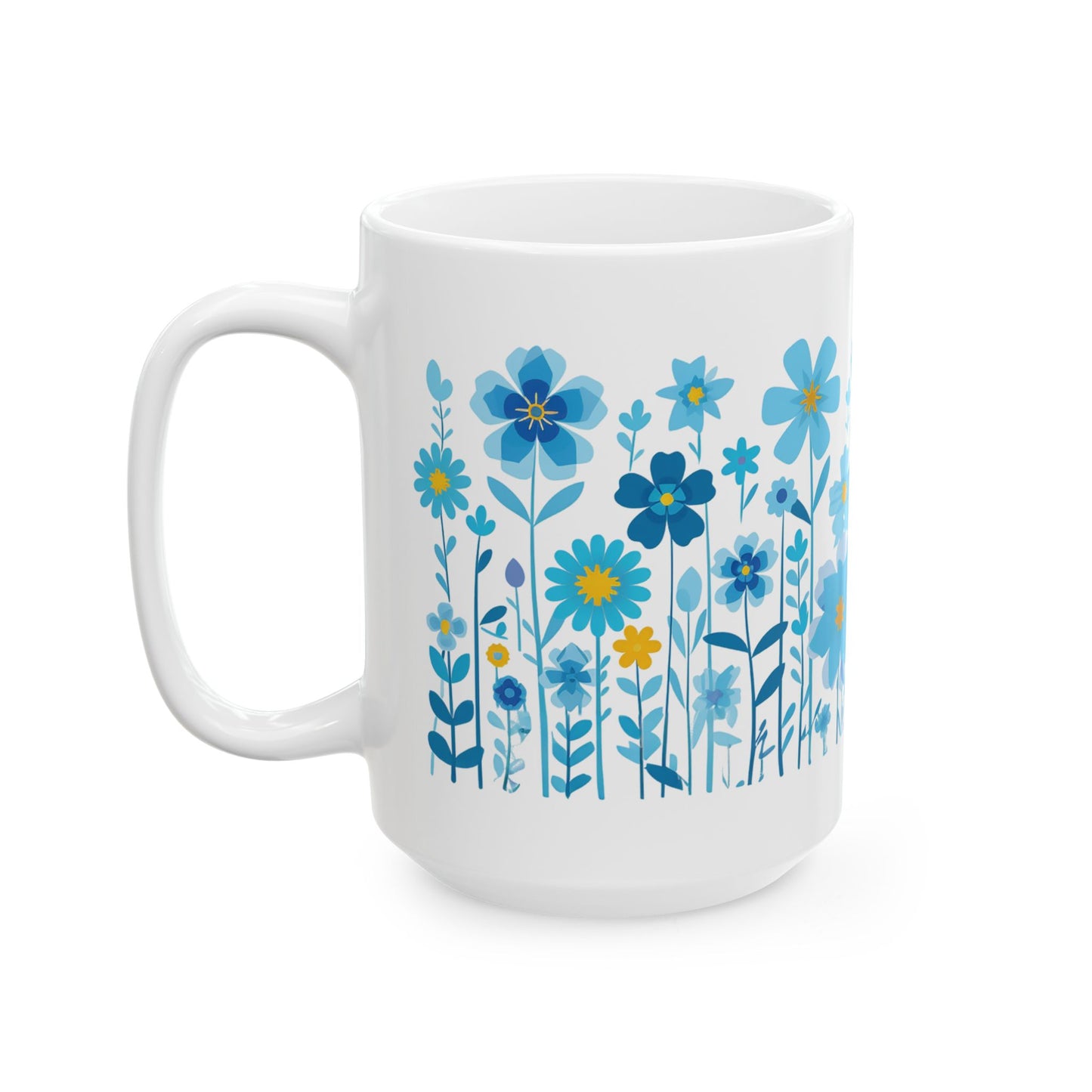 Blue Daisy Flower Coffee Mug, Wild Flower Tea Cup, Botanical Mug, Garden Mug, Flower Lover Mug, Boho Daisy Mug, Daisy Flower Gift