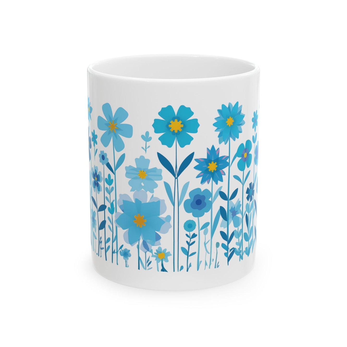 Blue Daisy Flower Coffee Mug, Wild Flower Tea Cup, Botanical Mug, Garden Mug, Flower Lover Mug, Boho Daisy Mug, Daisy Flower Gift