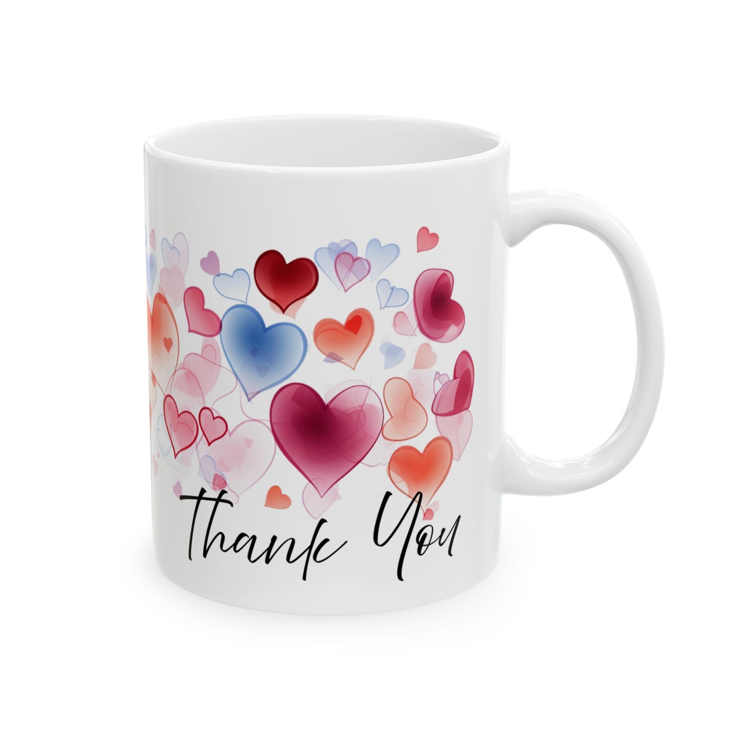 Thank You Mug, Valentine's Day Mug, Hearts Graphic Tea Cup, Teacher Thank You Mug, Valentines Day Gift, Thank You Hearts Mug