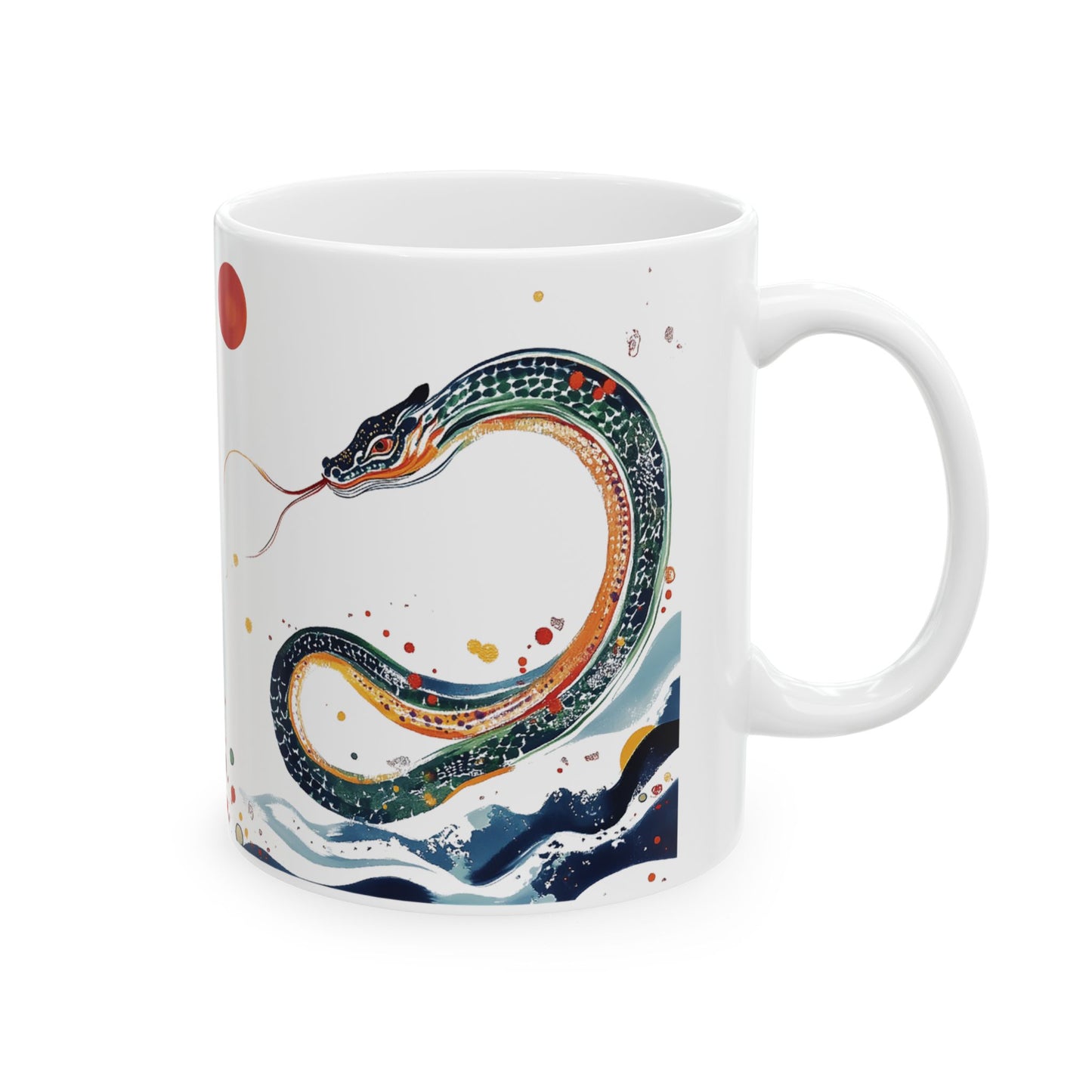 Year of the Snake Ceramic Mug, Chinese Snake Painting Tea Cup, Year of the Snake Mug, Zodiac Animal Coffee Cup, Lunar New Year Gift, Snake