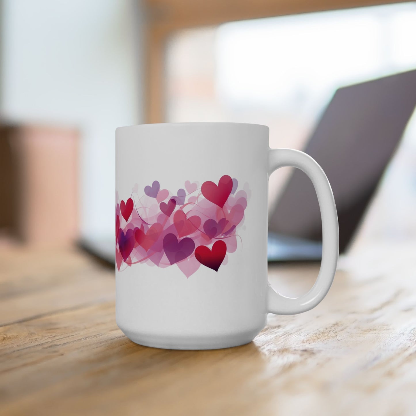 Valentine's Day Mug, Hearts Coffee Mug, Love Coffee Mug, Wave of Hearts Mug, Gift for Her, Gift for Teachers, Valentine Day Gift