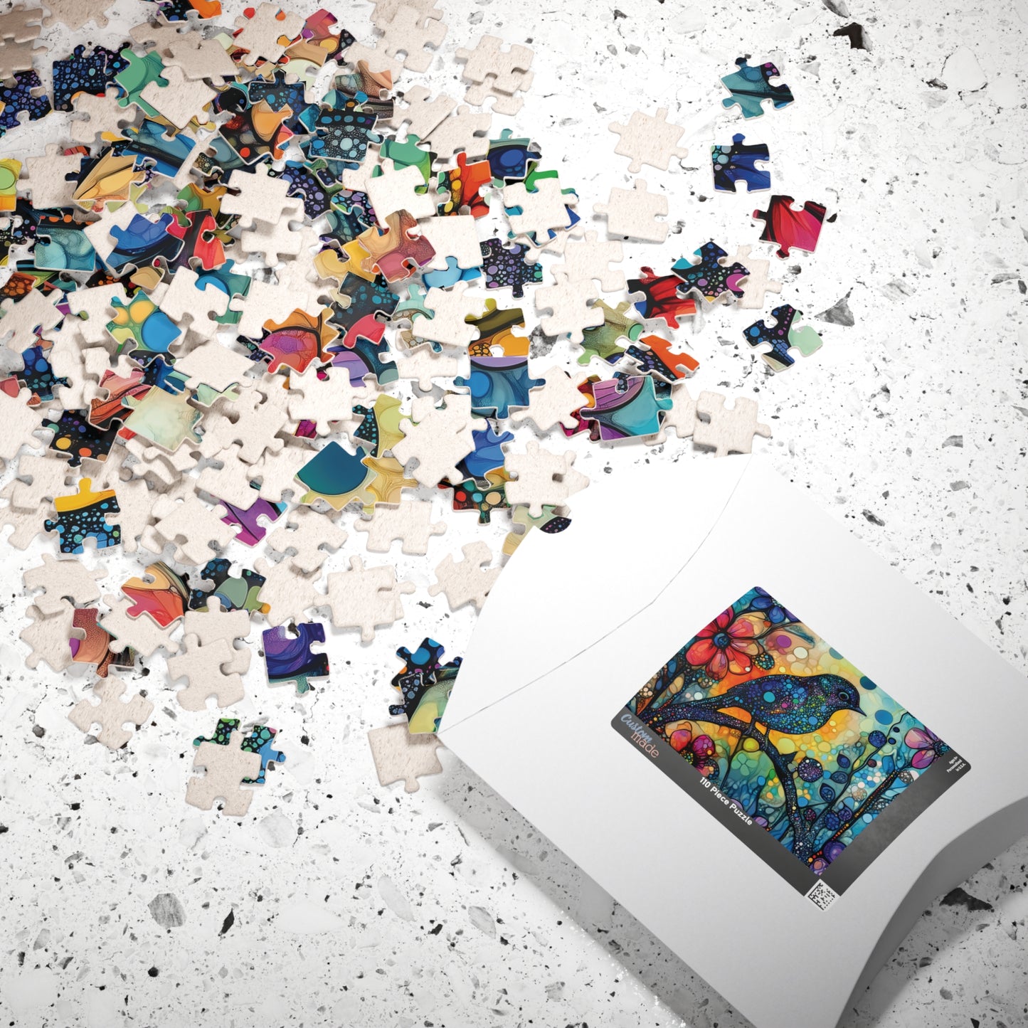 Mosaic Art Bird Puzzle, Colorful Bird Jigsaw Art Puzzle for Nature Enthusiasts, Bird Floral Puzzle, Relaxing and Whimsical Gift