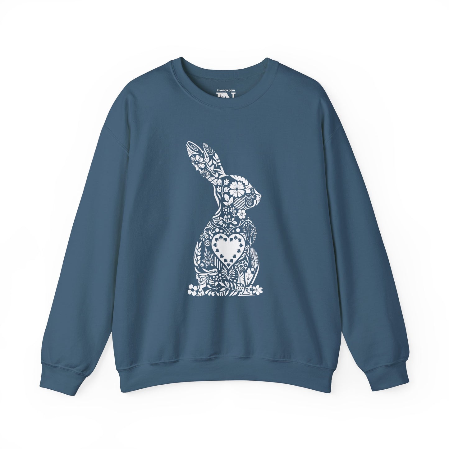 Bunny Silhouette Sweatshirt, Floral Nature Print Jumper, Easter Bunny Egg Hunt Sweater, Whimsical Botanical Pullover, Spring Fashion Sweater