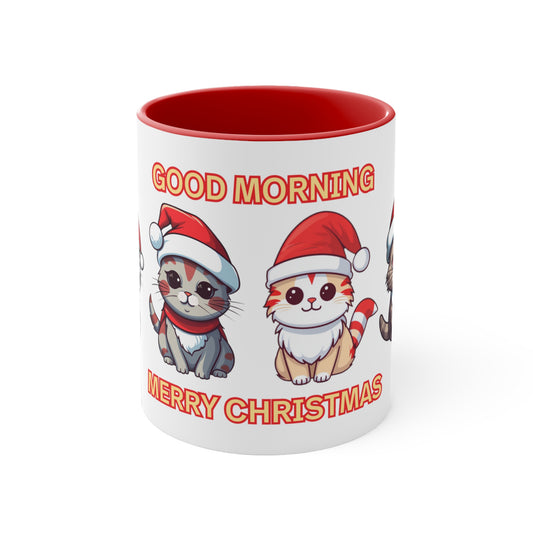 Christmas Cat Mug, Funny Cat Coffee Mug, Meowy Mug, Christmas Gift Idea, Winter Coffee Mug, December Mug, Cartoon Cat Mug