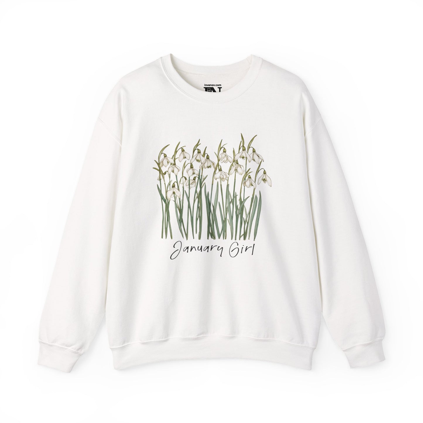 January Girl Snowdrop Flower Sweatshirt, January Birthday Sweater, Winter Birthday Gift, January Birth Flower Shirt, Cozy Botanical Crewneck