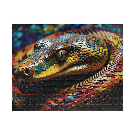 Colorful Snake Jigsaw Puzzle, Rainbow Reptile Art, Psychedelic Animal Brain Teaser Game, Unique Gift for Serpent Lover, Snake Lover Gift