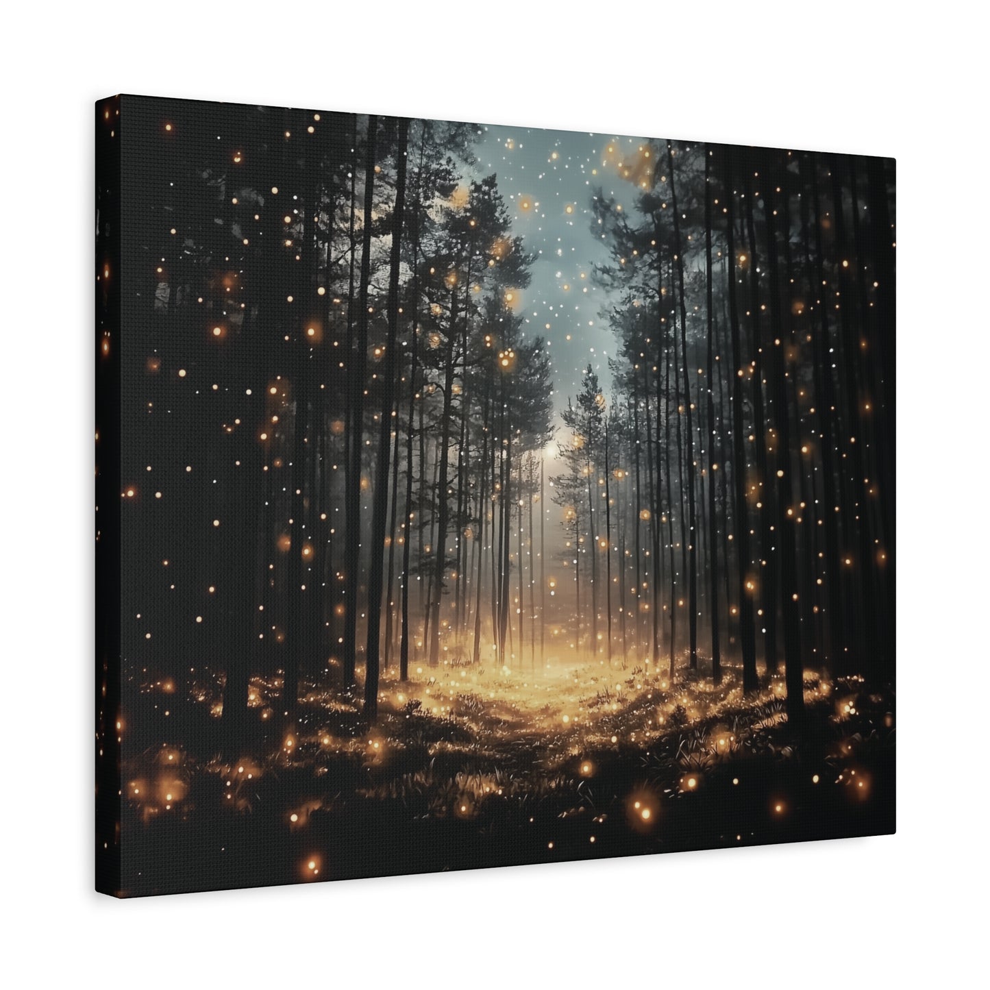 Forest Firefly Canvas Wall Art, Nature Scene, Ethereal Glow, Serene Atmosphere, Mystical Decor, Tranquil Landscape, Enchanting Lights