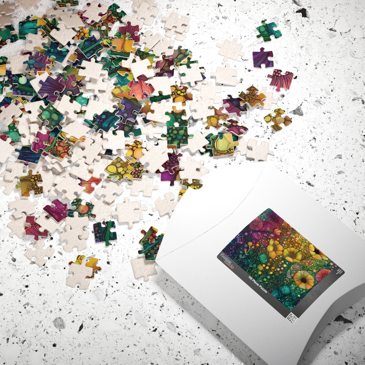 Vibrant Abstract Floral Garden Jigsaw Puzzle, 110 252 520 1014-Piece, Colorful Bubble Texture Flower Artwork, Challenging Family Night Game