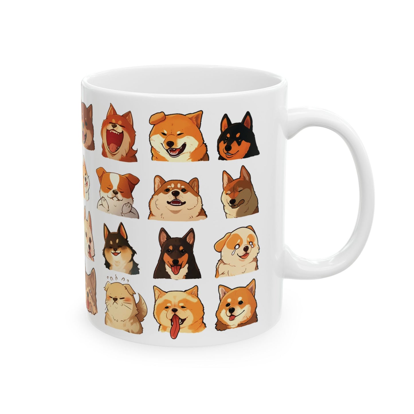 Dog Mug, Dog Emoji Mug, Artistic Dog Mug, Funny Dog Mug, Dog Expression Mug, Dog Tea Cup, Dog Coffee Mug, Gift for Dog Owner