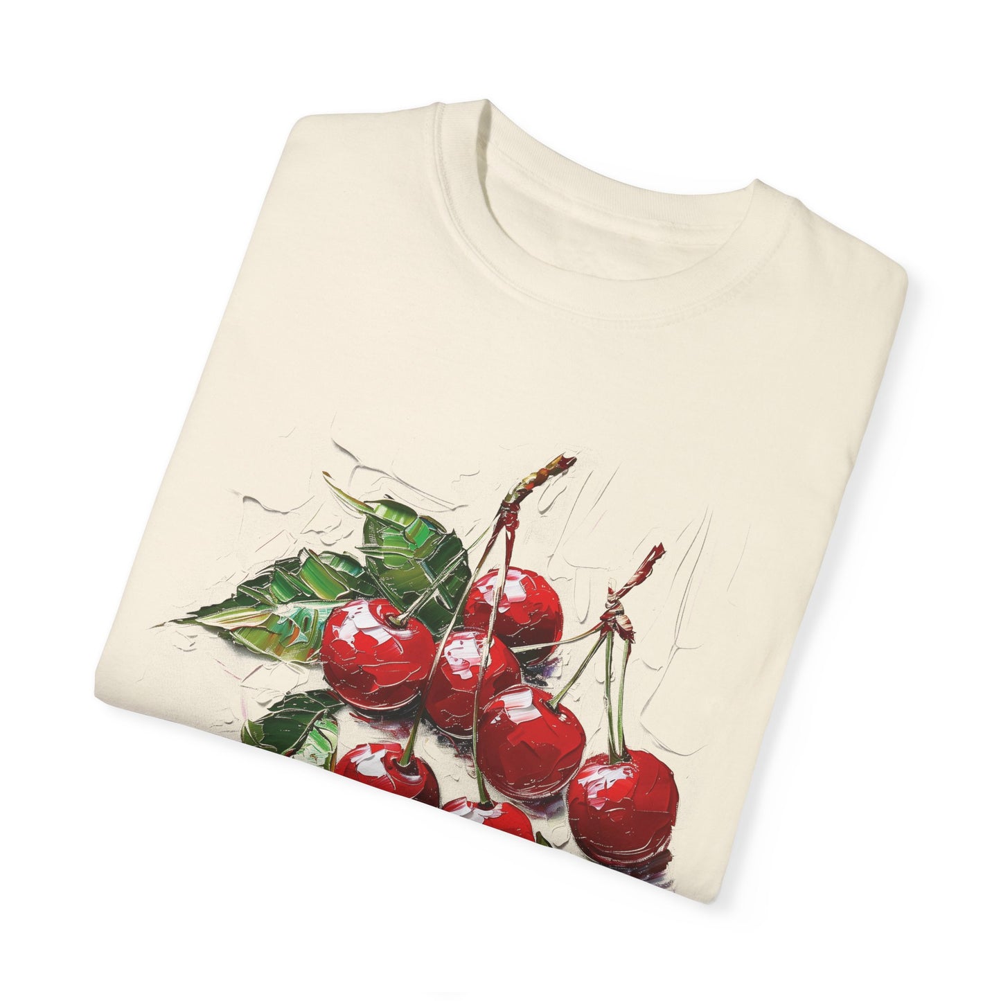 Comfort Colors Cherry Cluster T-shirt, Red Fruit Tee, Valentine's Day Shirt, Oil Painting Canvas Style, Nature Lovers Gift, Cherry Picking