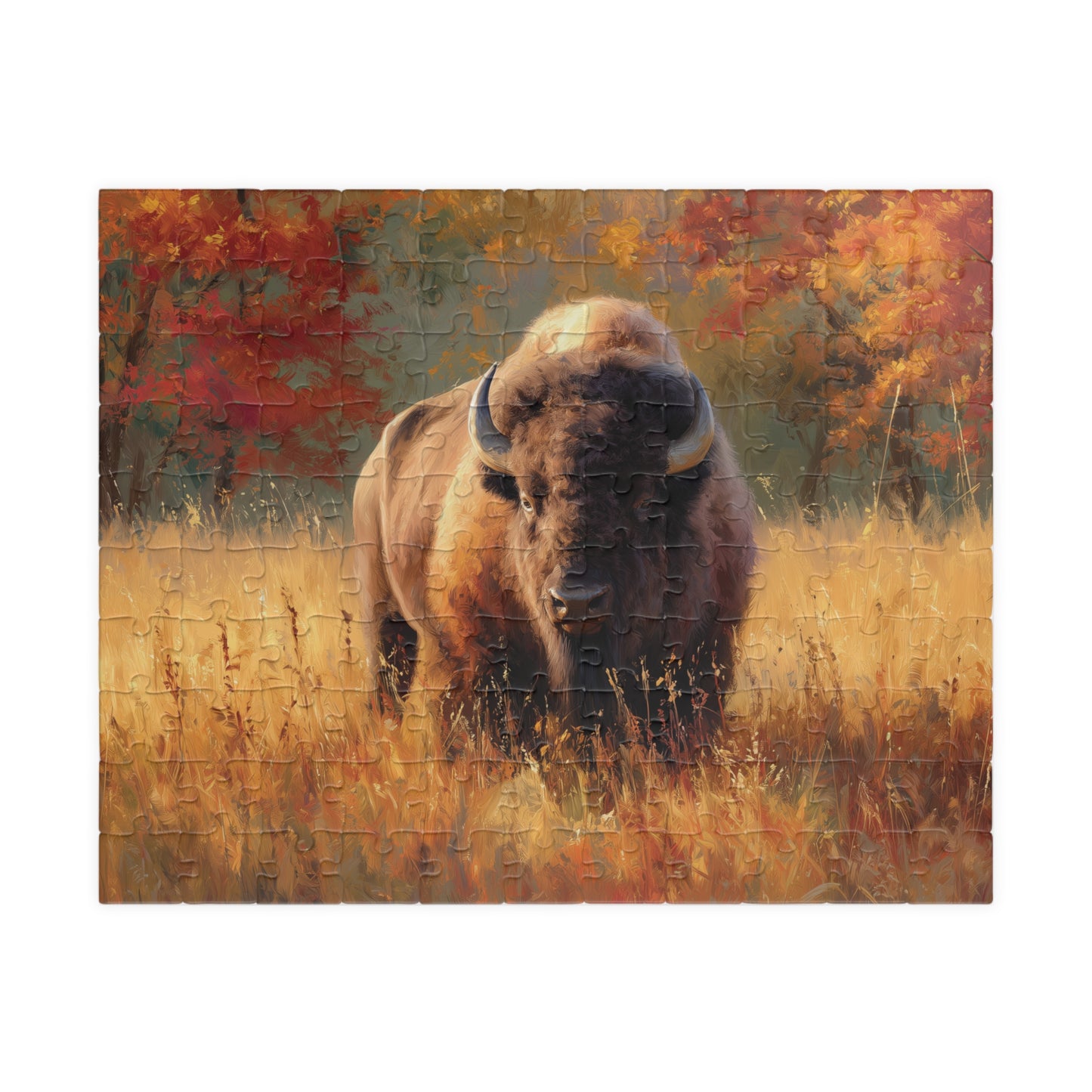 Autumn Bison Puzzle, Buffalo Jigsaw, Wildlife Enthusiast Gift, Nature Scene Puzzle, Fall Foliage Home Decor, 110, 252, 520, 1014-piece