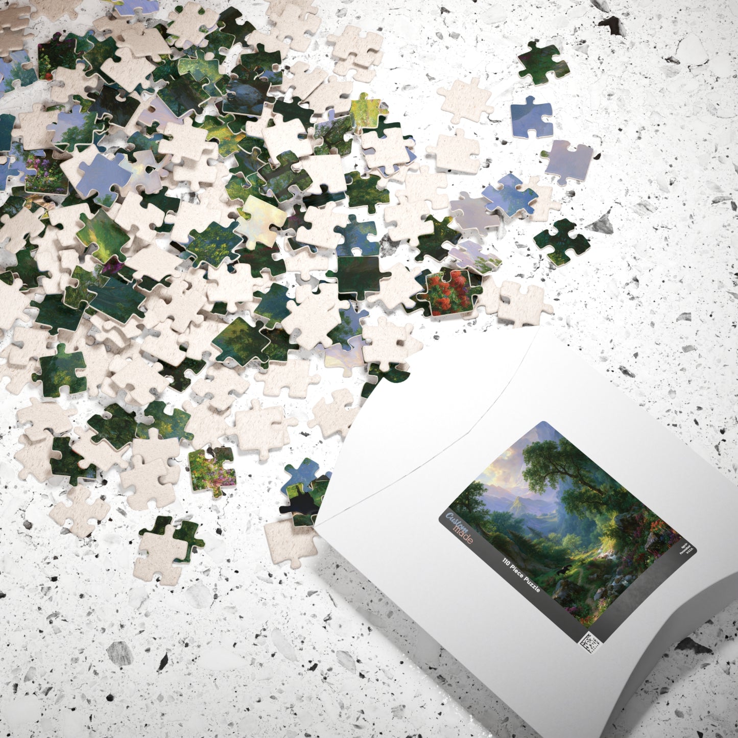 Scenic Mountain Valley Jigsaw Puzzle, Wildflower Meadow Art, Black Horse Landscape, Nature Lover Gift, 500 1000 Piece Brain Teaser