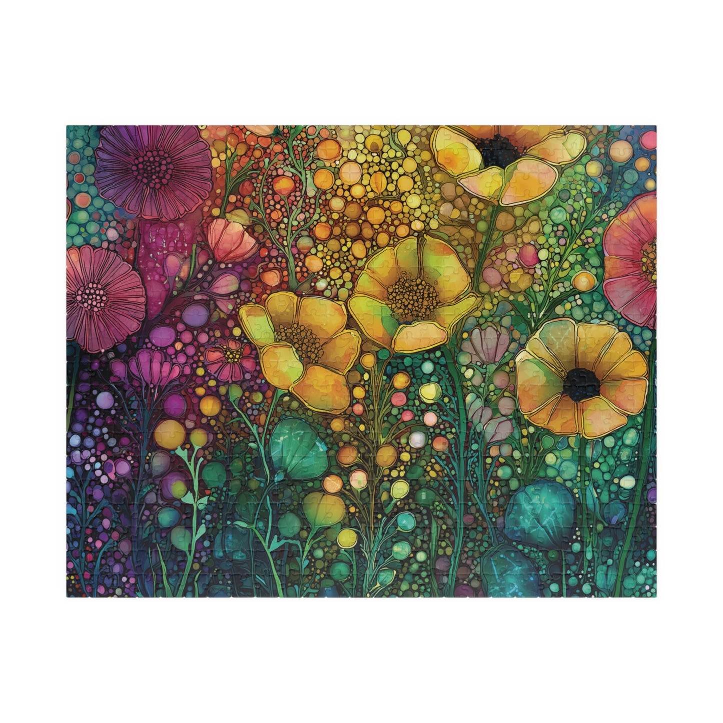 Vibrant Abstract Floral Garden Jigsaw Puzzle, 110 252 520 1014-Piece, Colorful Bubble Texture Flower Artwork, Challenging Family Night Game