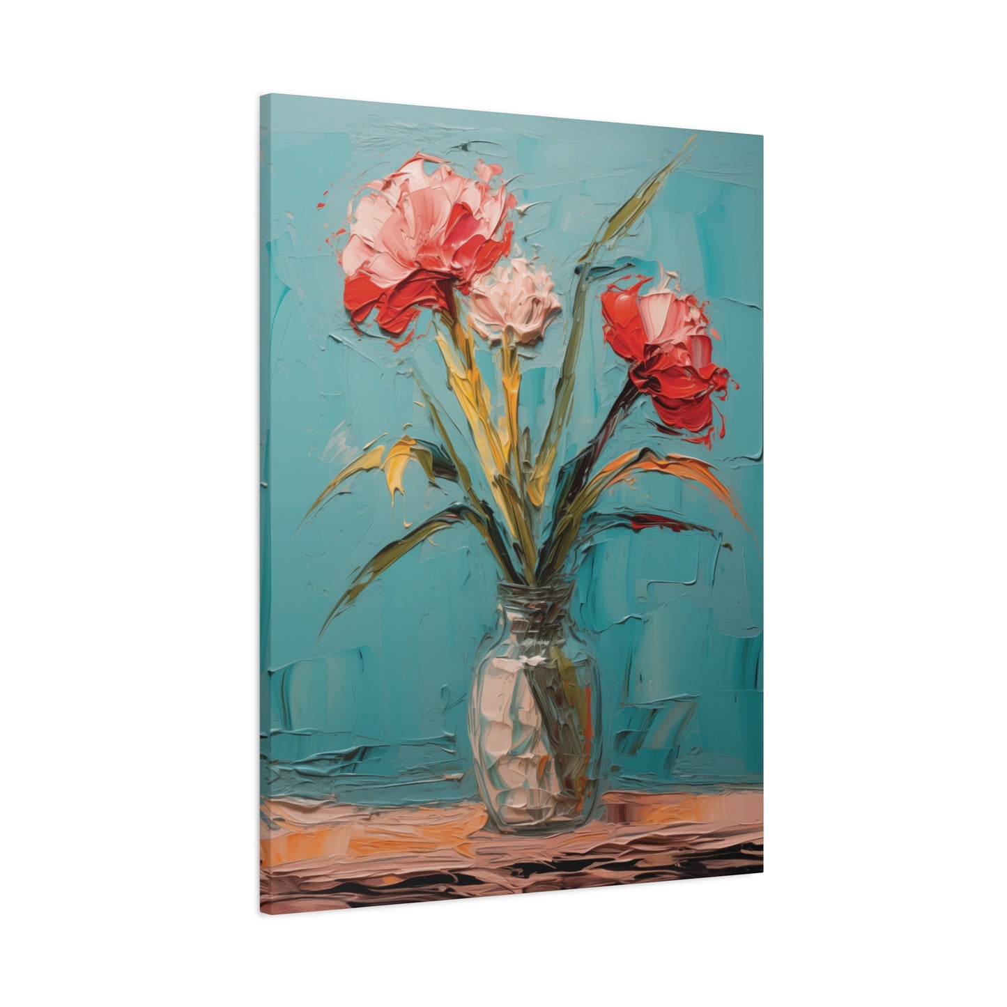 Canvas Wall Art, Oil Painting-Style Flower Vase Design, Mother's Day Gift, Home Decor, Floral Wall Art, House Warming Living Room Decoration