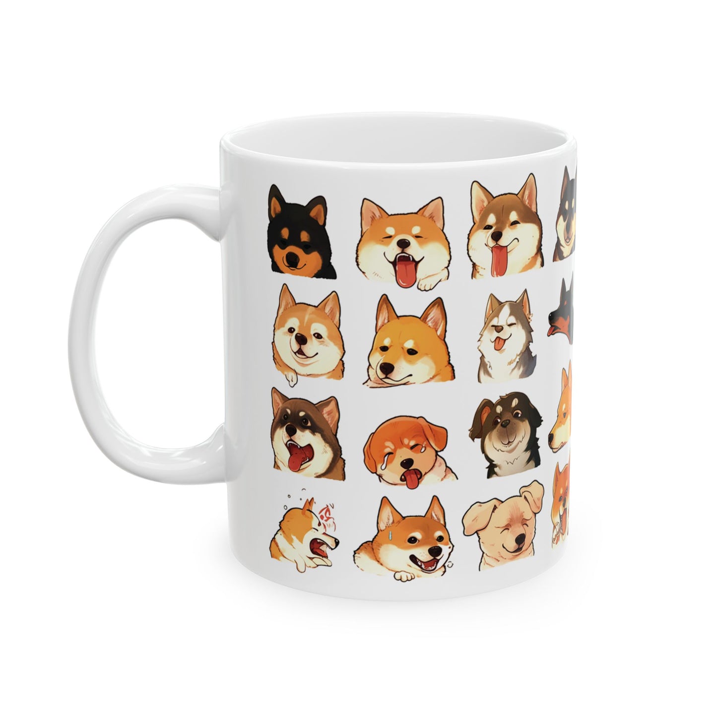 Dog Mug, Dog Emoji Mug, Artistic Dog Mug, Funny Dog Mug, Dog Expression Mug, Dog Tea Cup, Dog Coffee Mug, Gift for Dog Owner