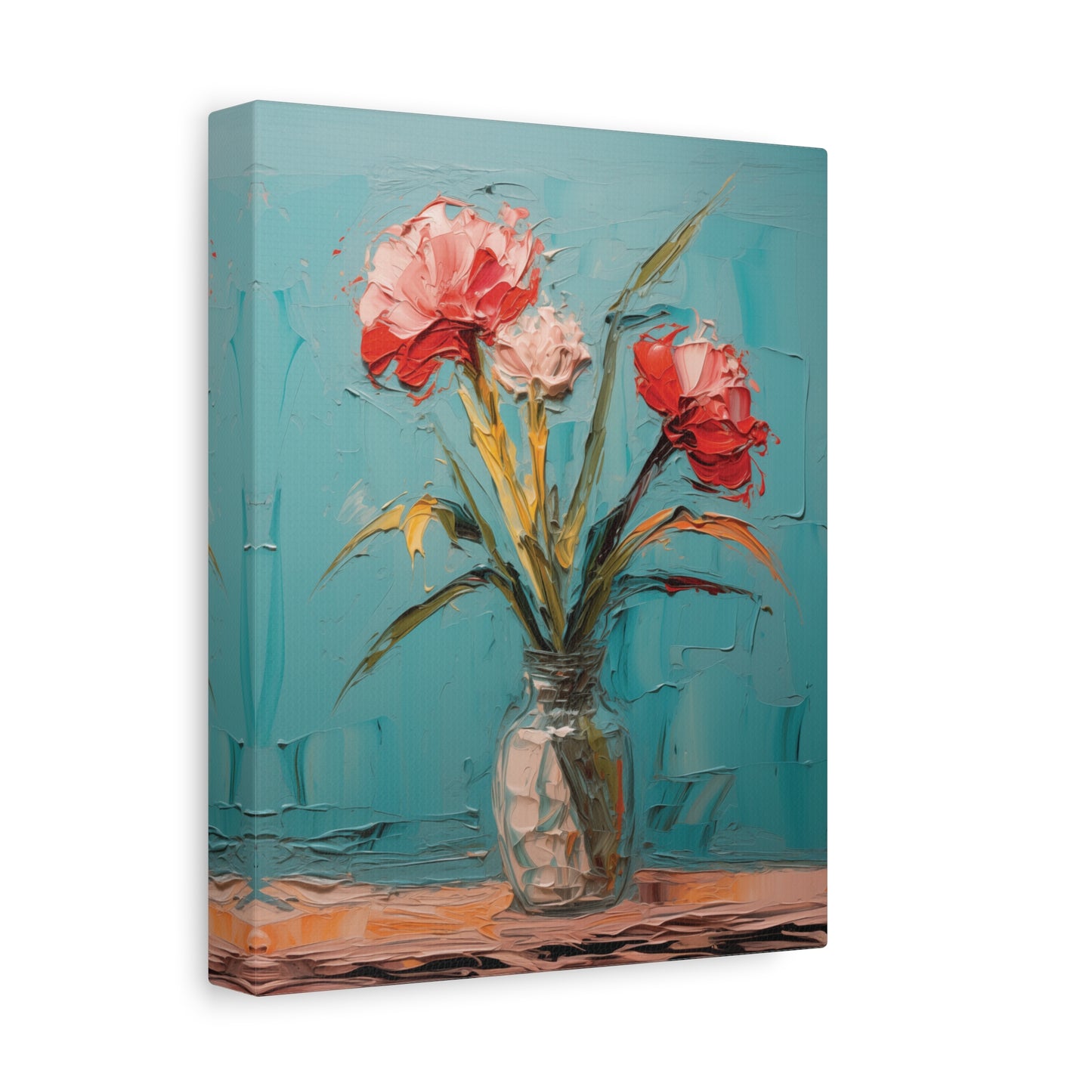 Canvas Wall Art, Oil Painting-Style Flower Vase Design, Mother's Day Gift, Home Decor, Floral Wall Art, House Warming Living Room Decoration