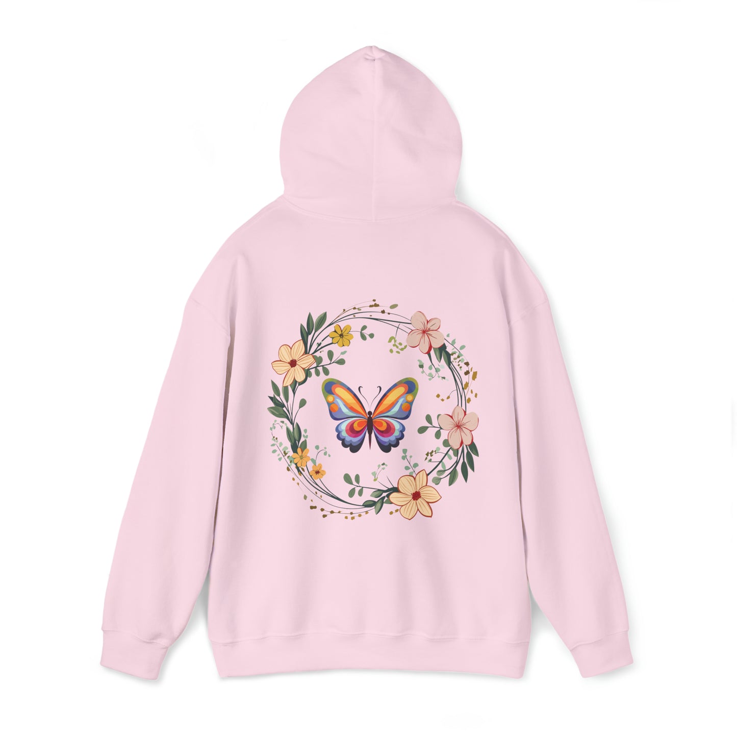 Flower Wreath Hoodie, Butterfly Hoodie, Winter Hoodie, Spring Hoodie, Spring Wreath Hoodie, Spring Leaf Hoodie, Butterfly Wreath Hoodie