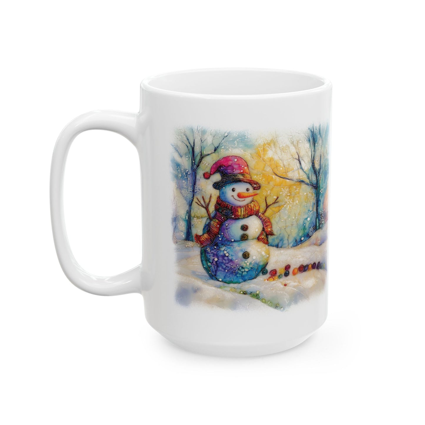 Cute Snowman Graphic Mug, Christmas Holiday Coffee Cup, Xmas Winter Tea Ceramic Mug, Snowman Kitchen Decor, Holiday Gift for Snowman Lovers