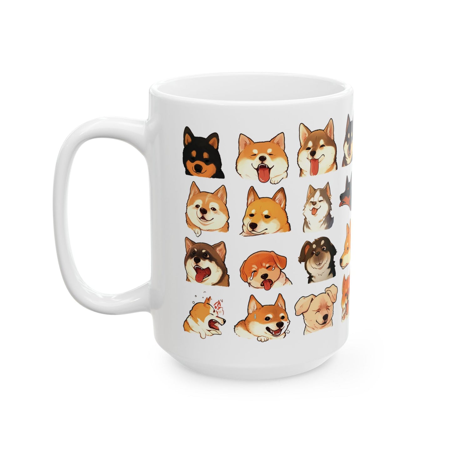 Dog Mug, Dog Emoji Mug, Artistic Dog Mug, Funny Dog Mug, Dog Expression Mug, Dog Tea Cup, Dog Coffee Mug, Gift for Dog Owner