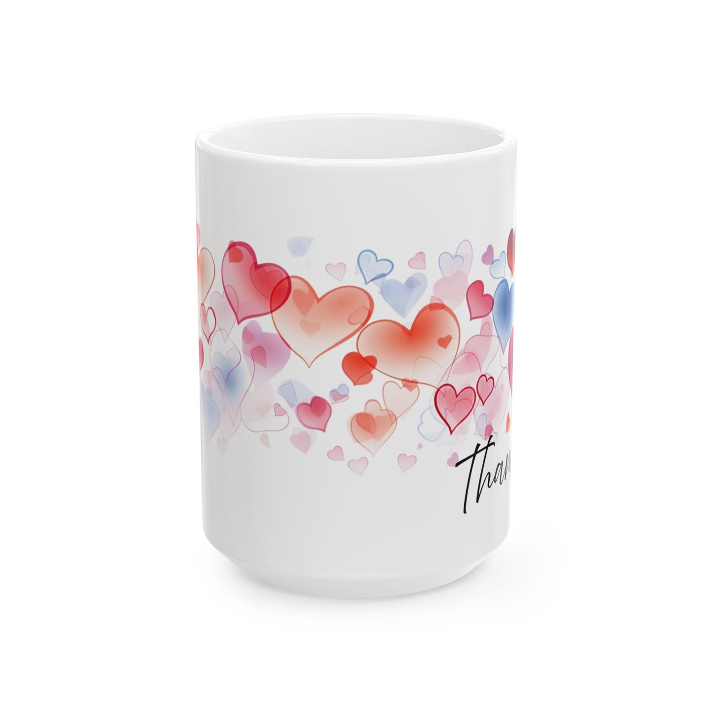 Thank You Mug, Valentine's Day Mug, Hearts Graphic Tea Cup, Teacher Thank You Mug, Valentines Day Gift, Thank You Hearts Mug