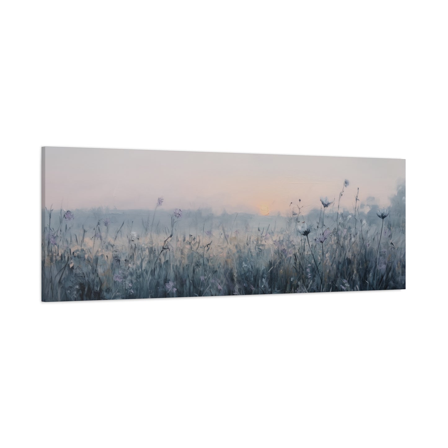 Botanical Sunset Canvas Wall Art, Wildflower Oil Painting Style Print, Serene Nature Decor, Minimalist Home Design, Office and Home Decor