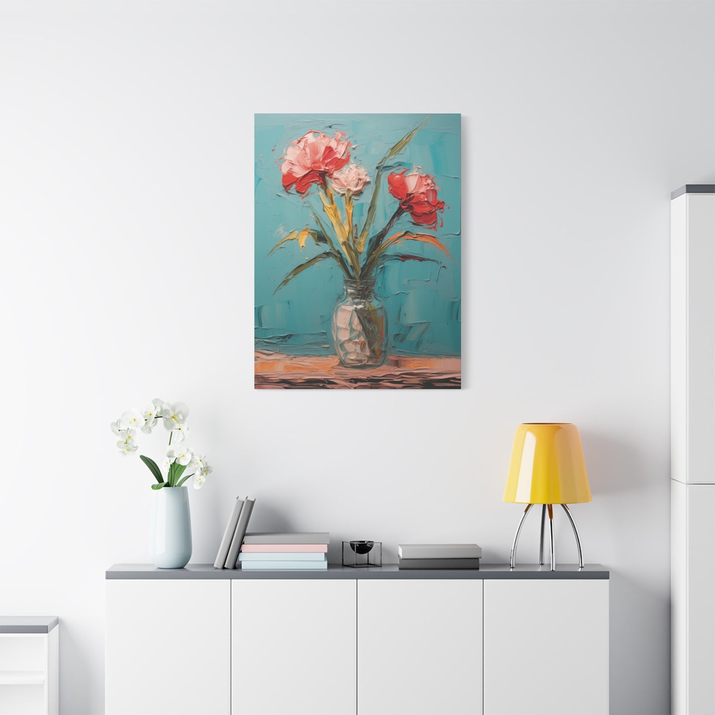 Canvas Wall Art, Oil Painting-Style Flower Vase Design, Mother's Day Gift, Home Decor, Floral Wall Art, House Warming Living Room Decoration